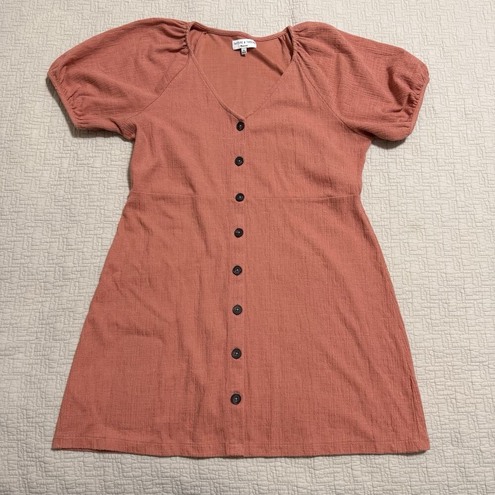Madewell Texture & Thread Puff Sleeve Fit-and-Flare Dress Size XL